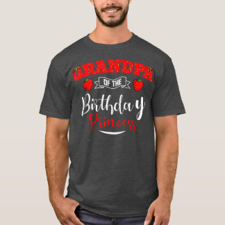 T-shirt Grand-Père De L'Anniversaire Princesse Fraise Thèm