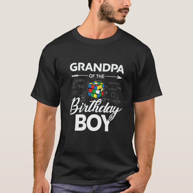 T-shirt Grand-Père De L'Anniversaire Speed Cubing Boy Math (Devant)