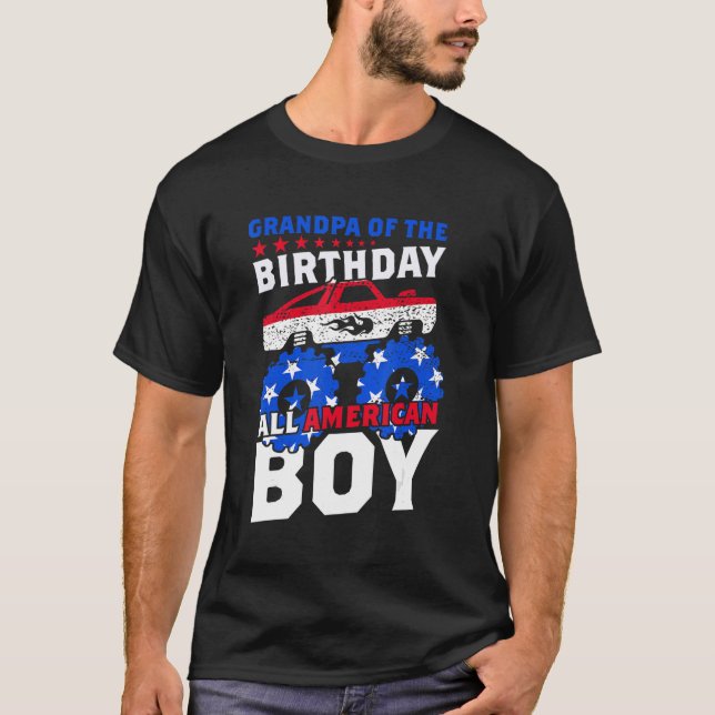 T-shirt Grand-Père De L'Anniversaire Tout Américain Garçon (Devant)