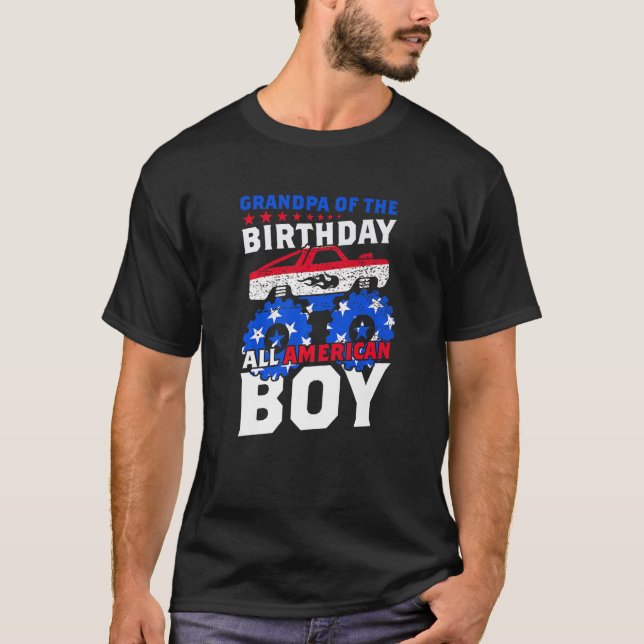 T-shirt Grand-Père De L'Anniversaire Tout Américain Garçon (Devant)