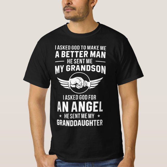 T-shirt Grand-père Dieu m'a envoyé ma petite-fille (Devant)