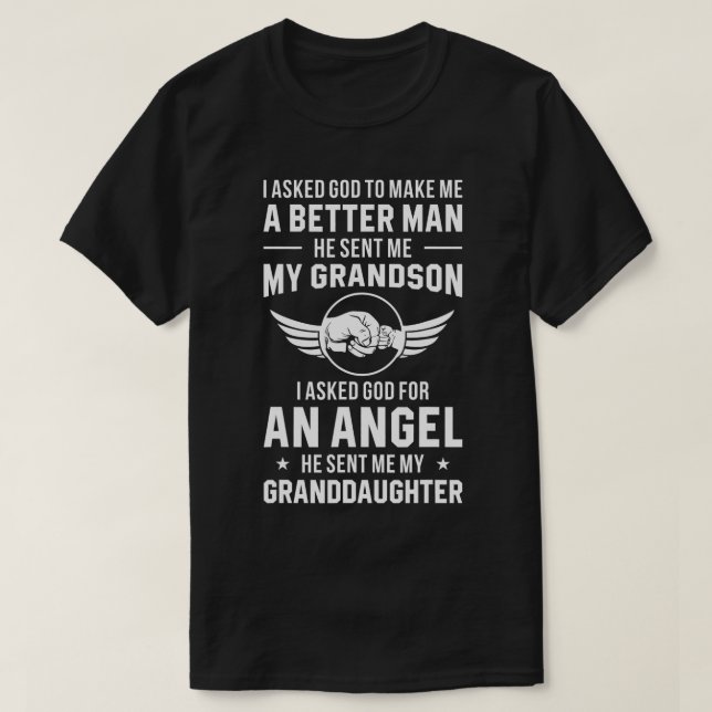 T-shirt Grand-père Dieu m'a envoyé ma petite-fille (Design devant)