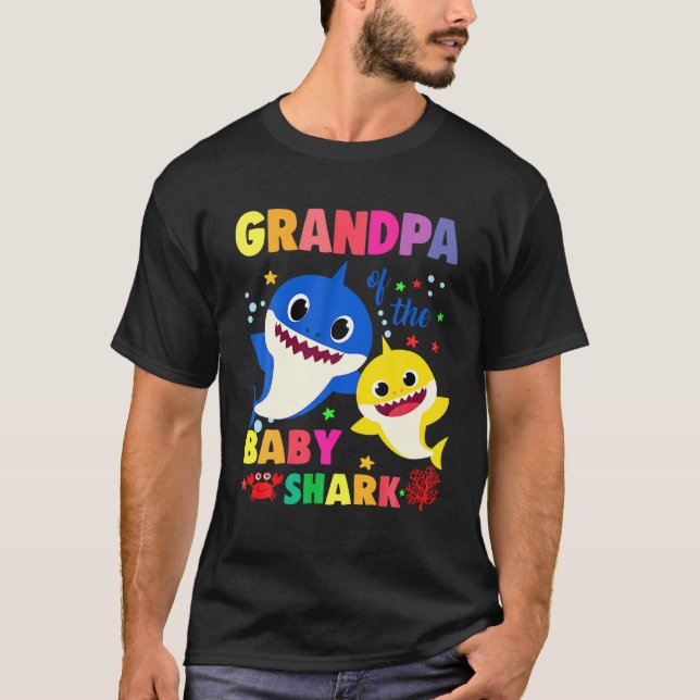 T-shirt Grand-Père Du Bébé Requin Anniversaire Grand-Père  (Devant)