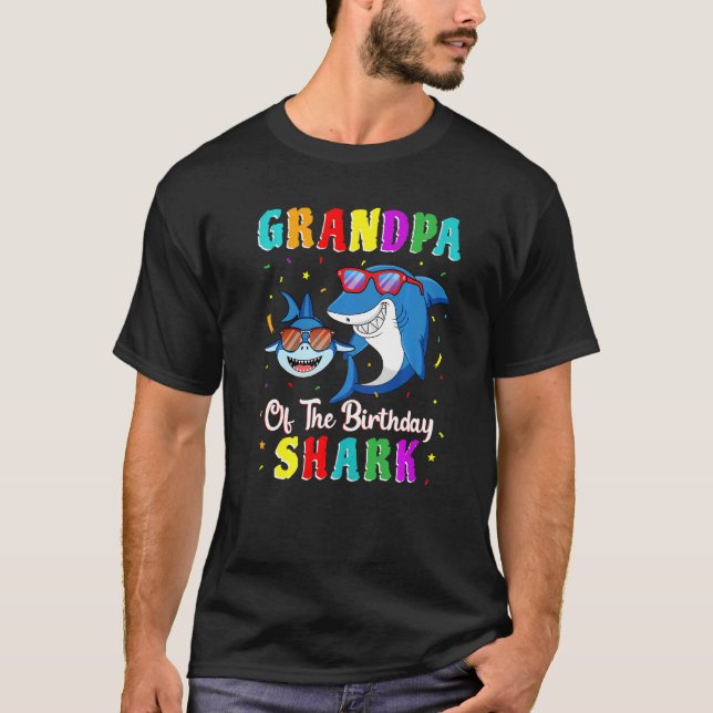 T-shirt Grand-Père Du Requin Anniversaire Famille Annivers (Devant)