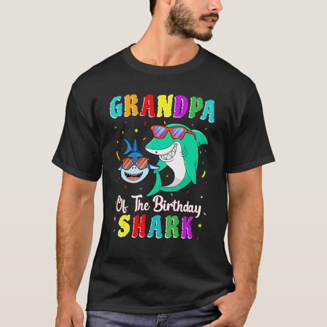 T-shirt Grand-Père Du Requin Anniversaire Famille Annivers (Devant)