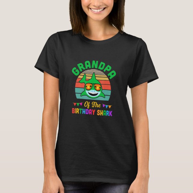 T-shirt Grand-Père Du Requin Anniversaire Grandpa Famme Co (Devant)