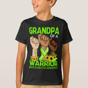 T-shirt Grand-Père D'Un Guerrier Handicap Cerveau En Main