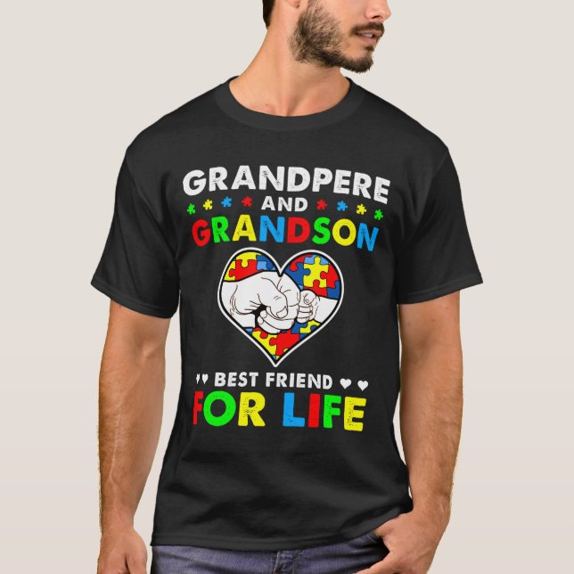 T-shirt Grand-Père Et Grand-Fils Meilleur Ami Pour L'Autis (Devant)