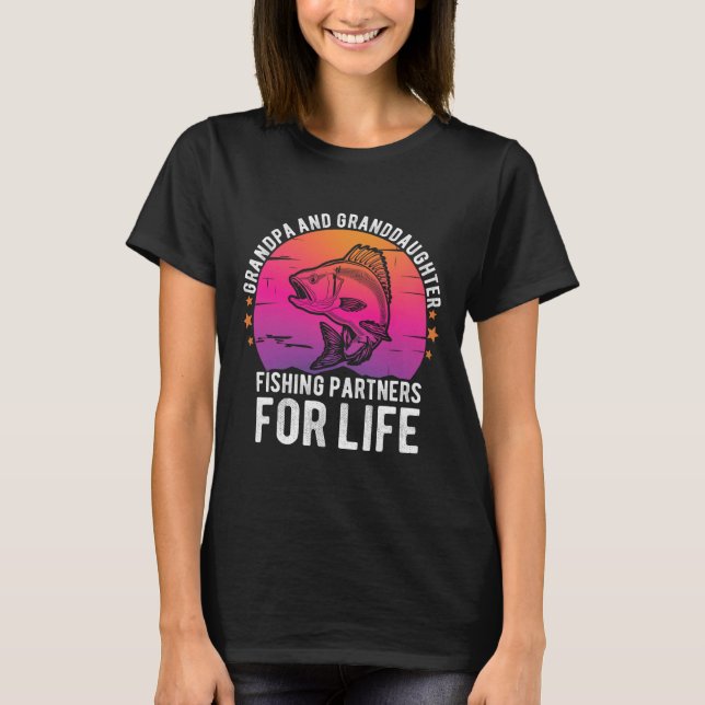 T-shirt Grand-Père Et Petite-Fille Partenaires De Pêche Po (Devant)