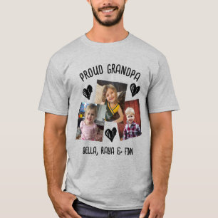 T-shirt Grand-père fier   Photos et noms personnalisés