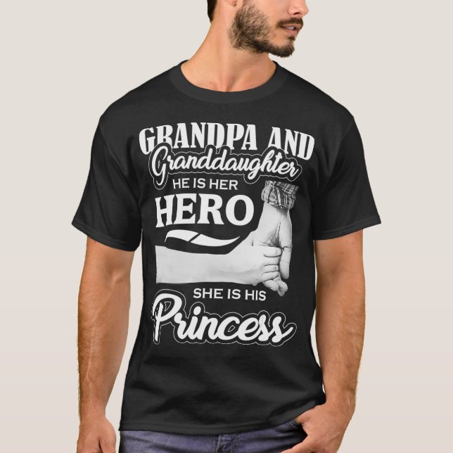 T-shirt Grand-père Grand-fille Héros Princesse Pères (Devant)