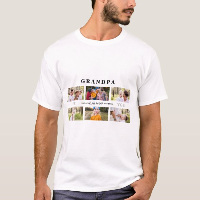 T-shirt Grand-père Nous Vous Aimons 6 Photo personnalisée (Devant)