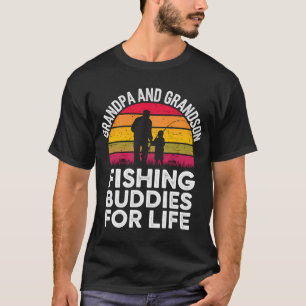 T-shirt Grand-père pêcheur et petits-enfants amis de pêche