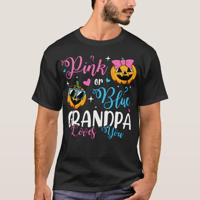 T-shirt Grand-Père Rose Ou Bleu Vous Aime Citrouille Bébé  (Devant)