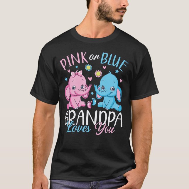 T-shirt Grand-Père Rose Ou Bleu Vous Aime Elephant Bébé Ho (Devant)