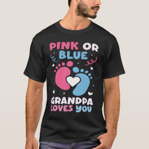 T-shirt Grand-Père Rose Ou Bleu Vous Aime Grand-Père Gende