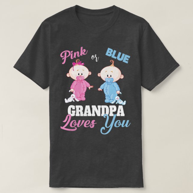 T-shirt Grand-père rose ou bleu vous aimeRévélation de gen (Design devant)