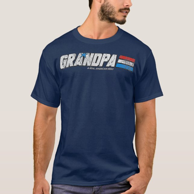 T-shirt Grand-Père Un Véritable Héros Américain (Devant)