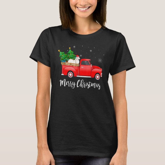 T-shirt Grand Pyrénées Camion Rouge Arbre de Noël Chien de (Devant)