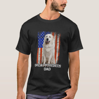 T-shirt Grand Pyrénées Chien Papa Père Jour Drapeau Améric
