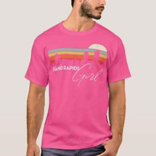 T-shirt Grand Rapids Girl Retro Sunset City Skyline Souven