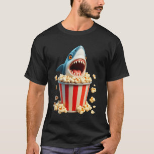 T-shirt Grand Requin Blanc Manger Popcorn Funny Requin Et