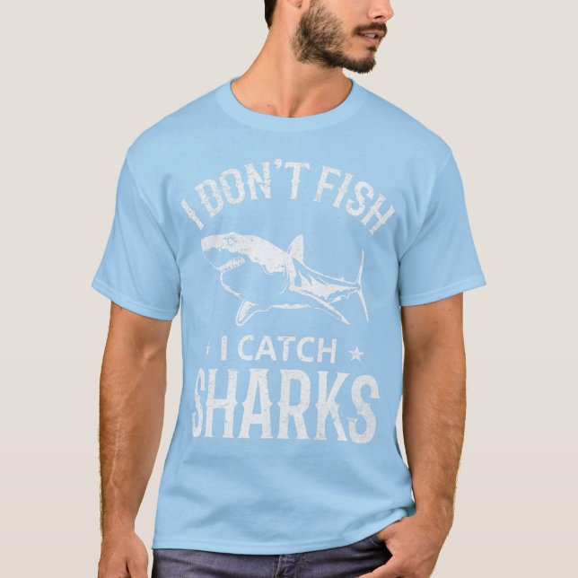 T-shirt Grand requin blanc pêche Je ne pêche pas Je pêche  (Devant)