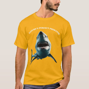 T-shirt Grand requin blanc sous l'eau avec URM à bouche ou