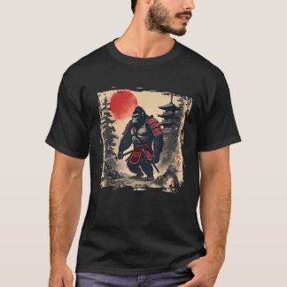 T-shirt Grand Samouraï Foot Japonais Soleil Couchant Drôle