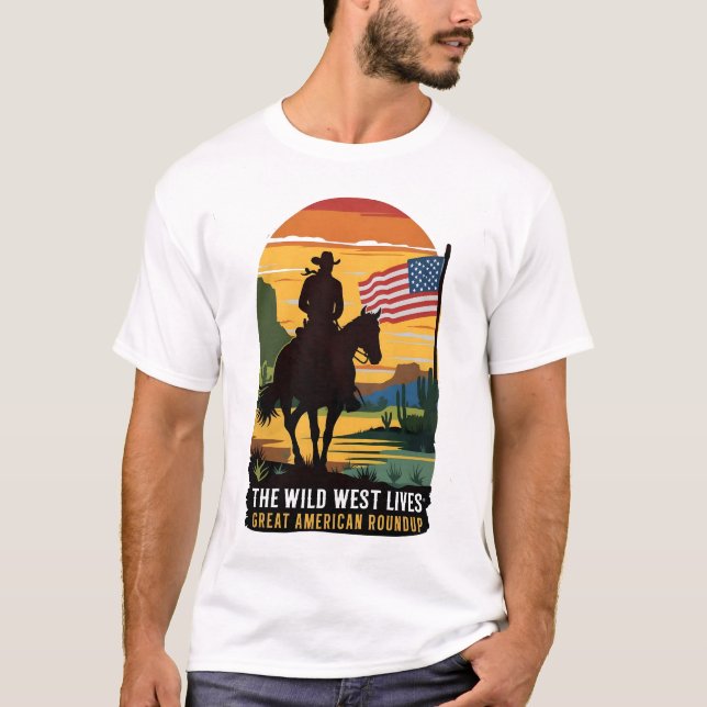 T-shirt grande chemise américaine, chemise occidentale (Devant)