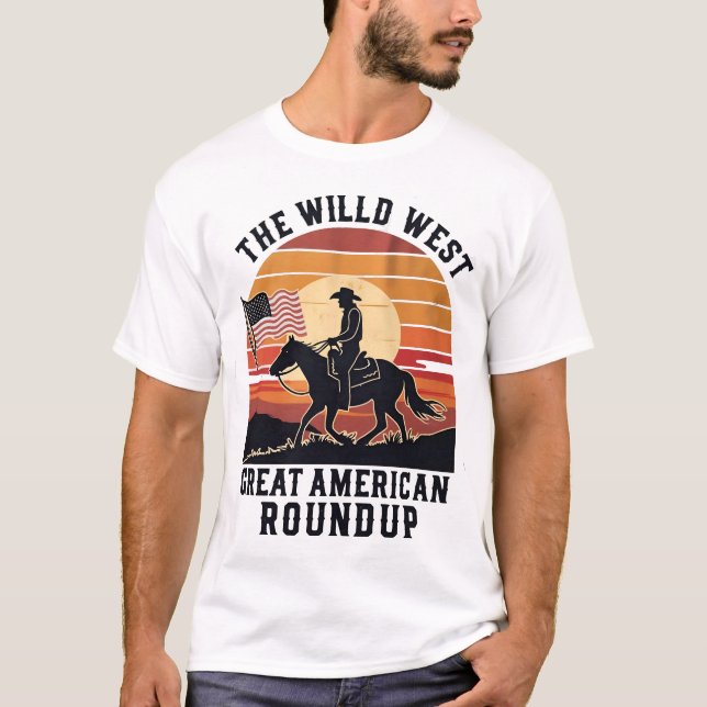 T-shirt grande chemise américaine, cowboy (Devant)