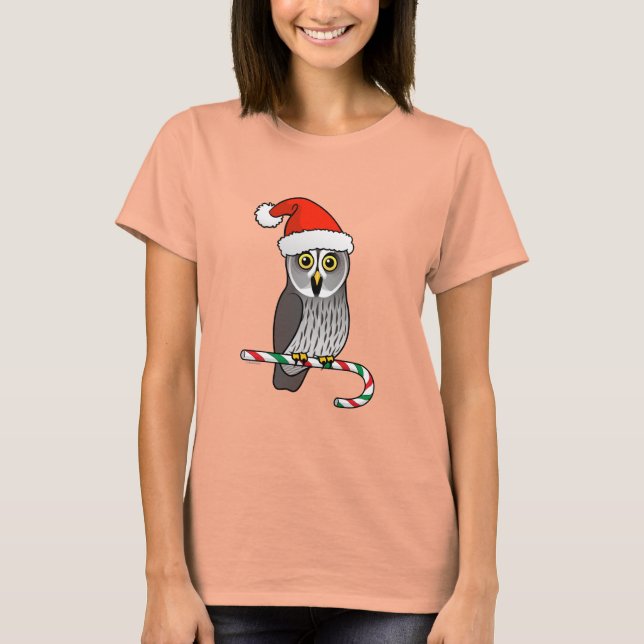 T-shirt Grande chouette grise Père Noël (Devant)