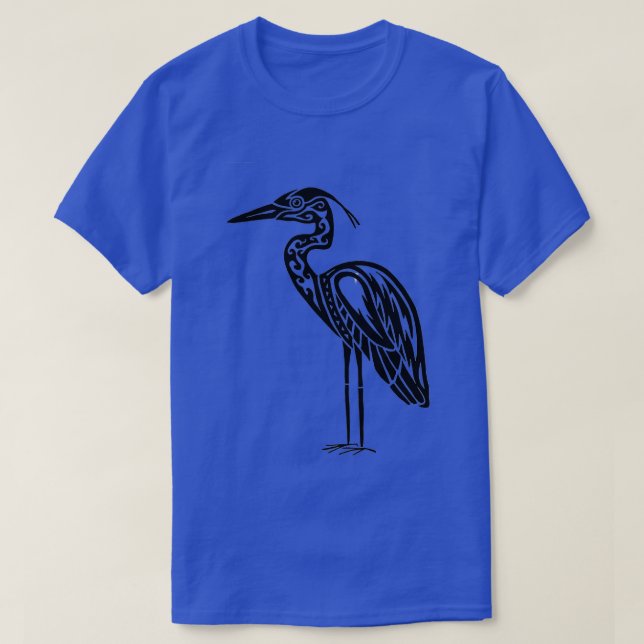 T-shirt Grande conception tribale de Héron bleu (Design devant)