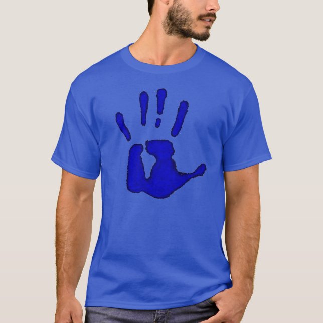 T-shirt Grande copie bleue de main (Devant)