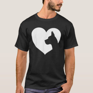 T-shirt Grande Danse Coeur Chien Silhouette Grande Danse