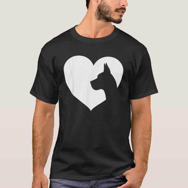 T-shirt Grande Danse Coeur Chien Silhouette Grande Danse (Devant)