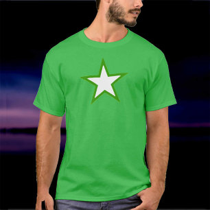 T-shirt Grande étoile blanche à 5 points avec contour vert