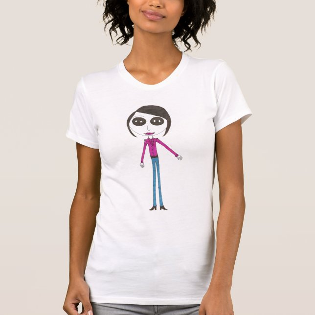 T-shirt Grande fille principale de bouton (Devant)