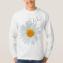 Grande Fleur marguerrière avec des oiseaux volants