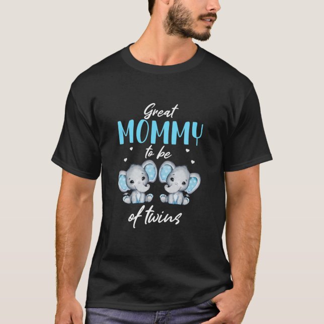 T-shirt Grande Maman D'Être De Twins Elephant Baby shower  (Devant)