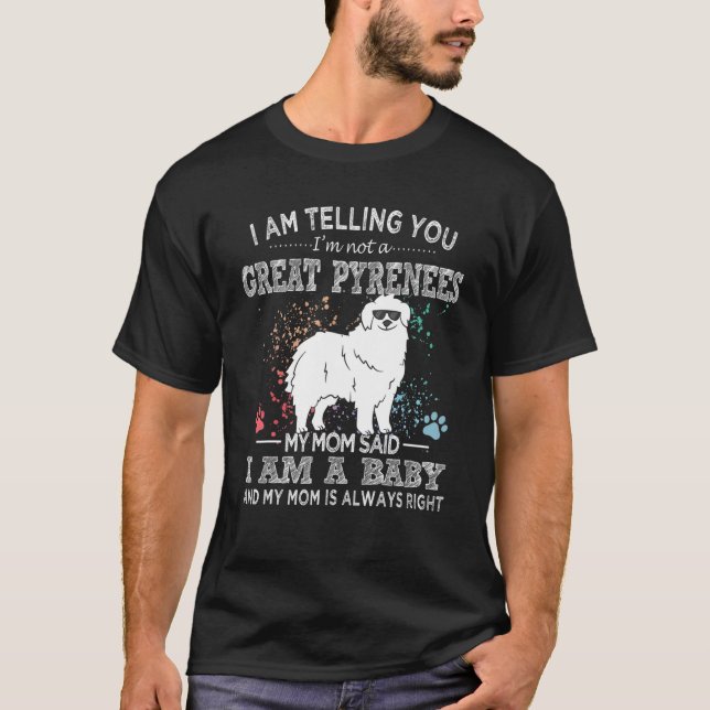 T-shirt Grande Pyrénées Mama Chiot Pour Maman De Chien (Devant)