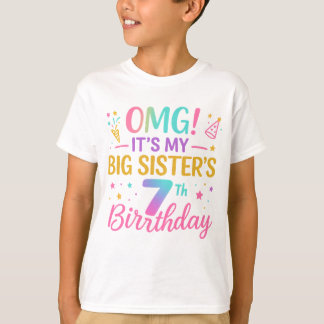 T-shirt Grande Sœur 7e Anniversaire Arc-en-ciel Mignon Am