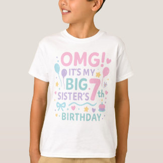 T-shirt Grande Sœur 7ème Anniversaire Mignon Arc-en-Ciel A