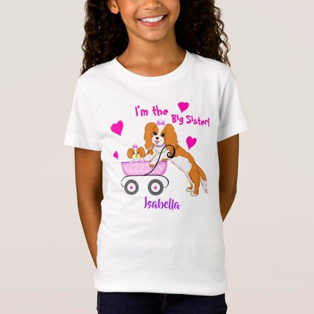 T-Shirt Grande soeur Cavalier King Charles Nom de l'Espagn (Devant)