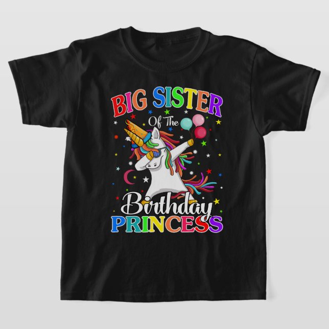 T-shirt Grande Soeur De La Princesse D'Anniversaire Unicor (Poser)