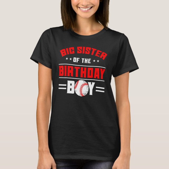 T-shirt Grande Soeur De L'Anniversaire Boy Baseball Thème  (Devant)