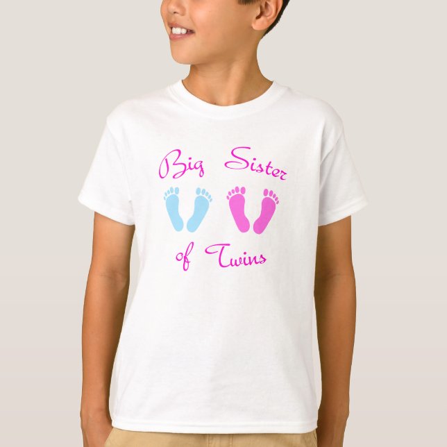 T-shirt Grande Soeur des jumeaux Empreintes (Devant)
