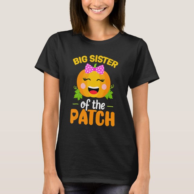 T-shirt Grande Soeur Du Citrouille Patch Halloween Famille (Devant)