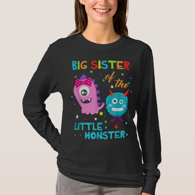T-shirt Grande Soeur Du Petit Monstre Anniversaire (Devant)