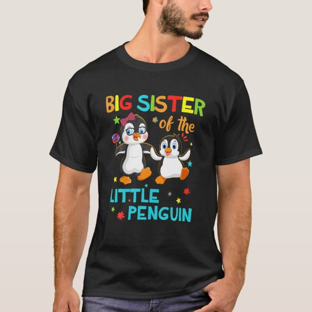 T-shirt Grande Soeur Du Petit Penguin Chemise Familiale An (Devant)